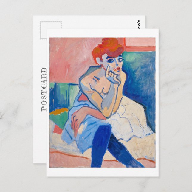 Postal Mujer en una quimera | Andre Derain | (Anverso / Reverso)