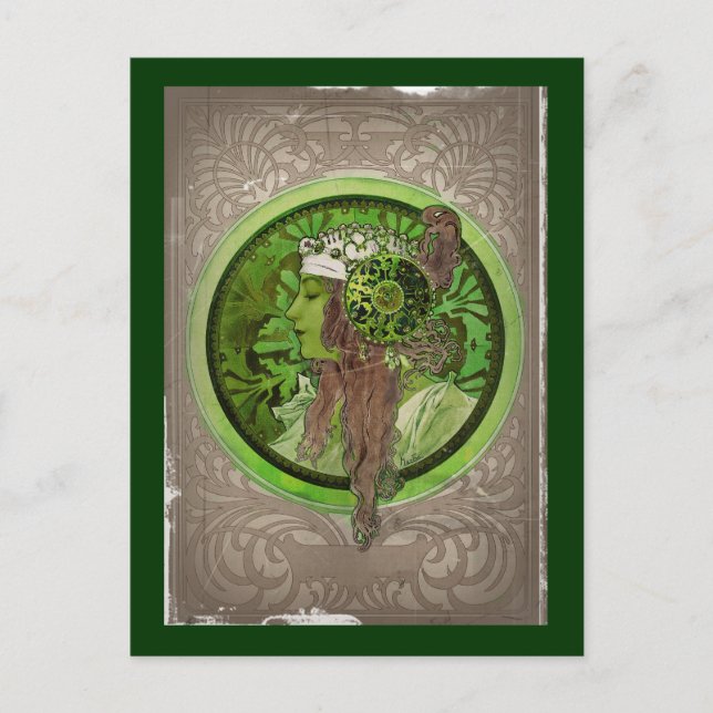 Postal Mujer en verde - LAUREL (Anverso)