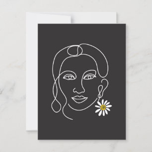 Postal Mujer enigmática - diseño de arte de línea