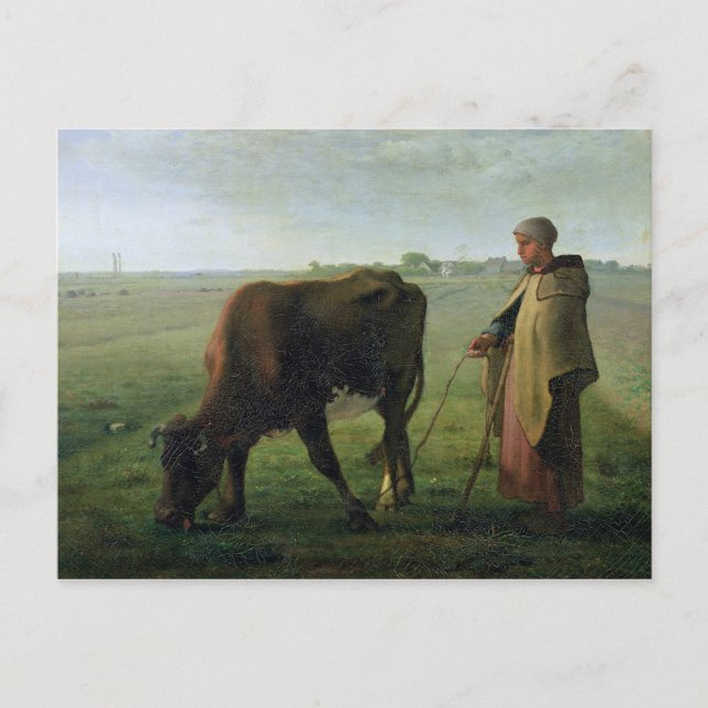 Postal Mujer enloqueciendo su vaca, 1858 (Anverso)