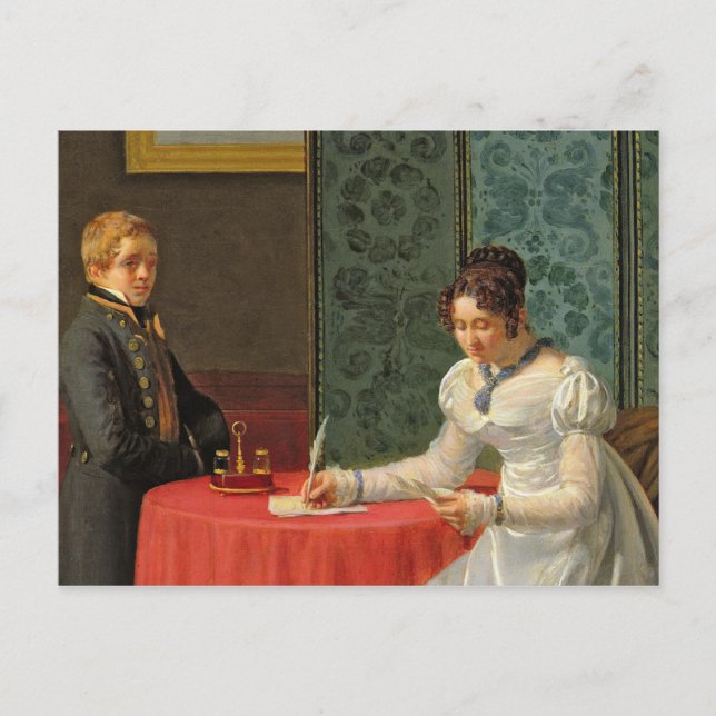 Postal Mujer escribiendo una carta (Anverso)