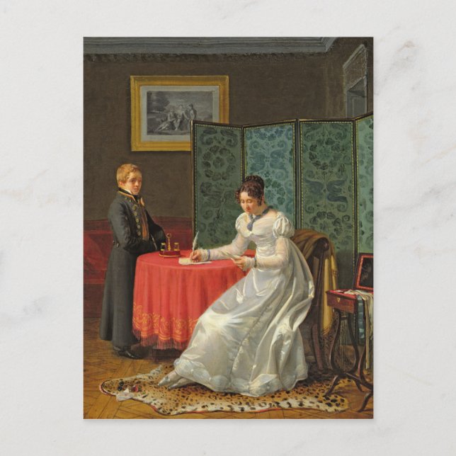 Postal Mujer escribiendo una carta (Anverso)