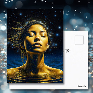 Postal Mujer espiritual en el agua bajo las estrellas