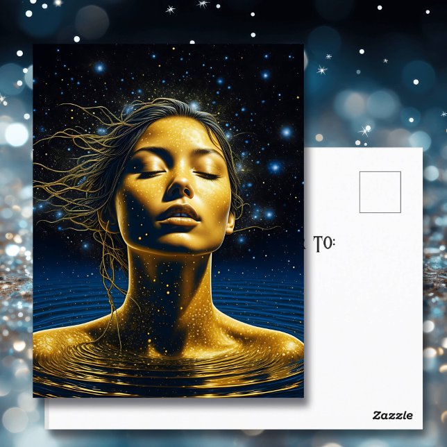 Postal Mujer espiritual en el agua bajo las estrellas (Subido por el creador)