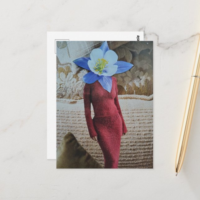 Postal Mujer Espléndida con Cologe de Cabeza de Flor (Anverso/Reverso In Situ)