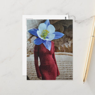 Postal Mujer Espléndida con Cologe de Cabeza de Flor