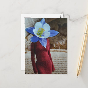 Postal Mujer Espléndida con Cologe de Cabeza de Flor