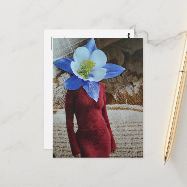 Postal Mujer Espléndida con Cologe de Cabeza de Flor (Anverso/Reverso In Situ)