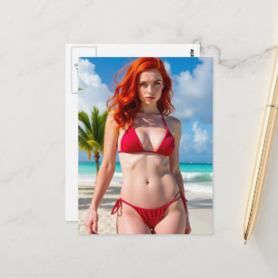 Postal Mujer Espléndida en Bikini Rojo