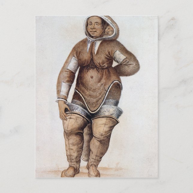 Postal Mujer esquimal y bebé (Anverso)