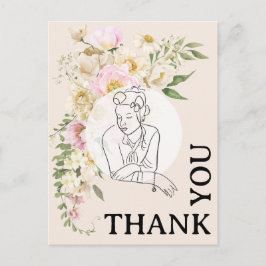 Postal Mujer Floral de Agradecimiento de la Década de 194