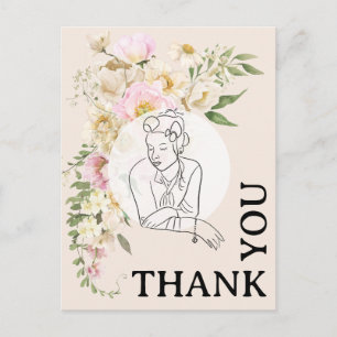 Postal Mujer Floral de Agradecimiento de la Década de 194
