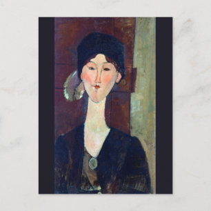 Postal Mujer frente a la puerta por Amedeo Modigliani
