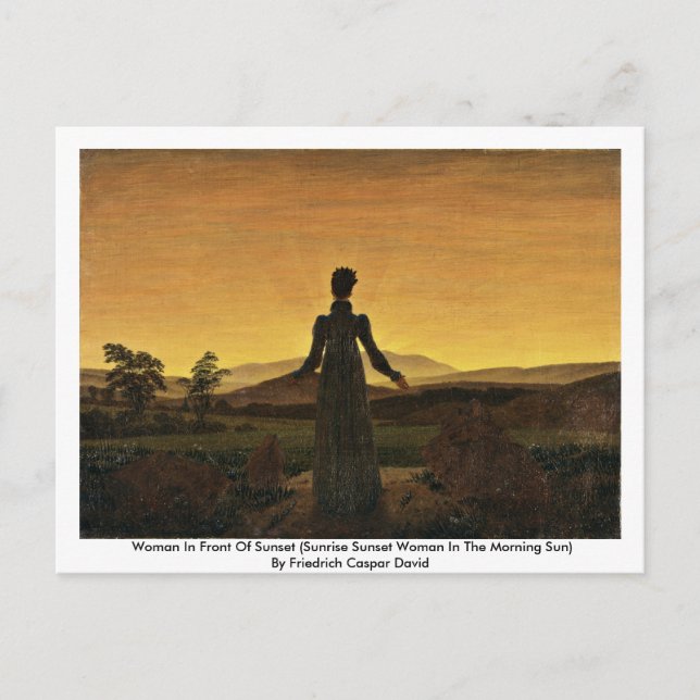 Postal Mujer Frente Al Atardecer (Anverso)