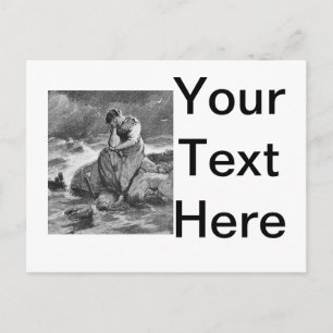 Postal Mujer gótica triste ilustración de arte de simpatí