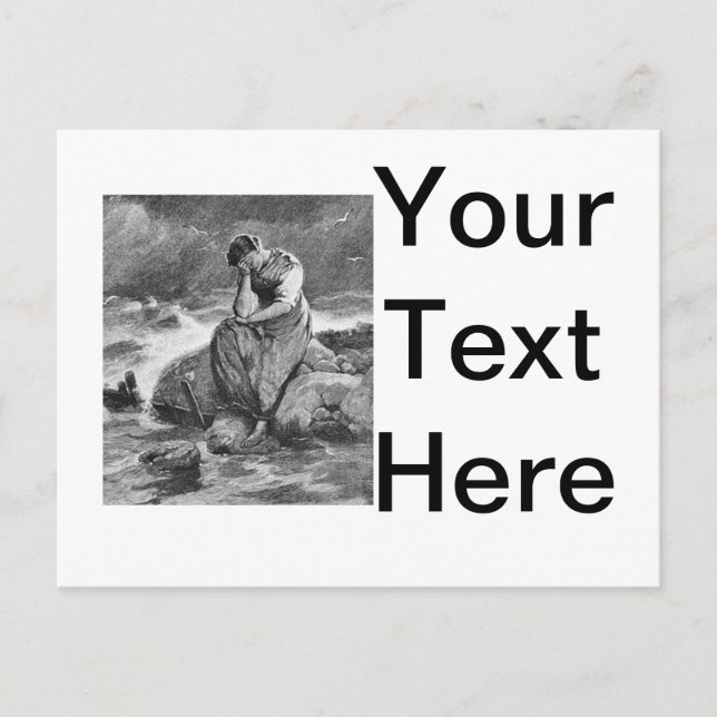 Postal Mujer gótica triste ilustración de arte de simpatí (Anverso)