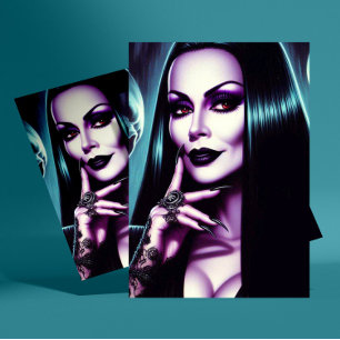 Postal Mujer gótica vintage