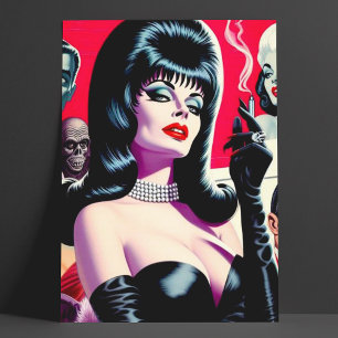 Postal Mujer gótica vintage