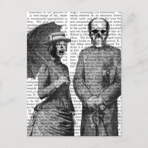 Postal Mujer gritando y cráneo