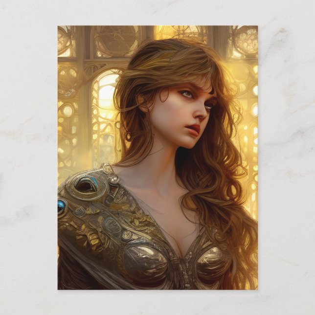 Postal Mujer guerrera hermosa (Anverso)