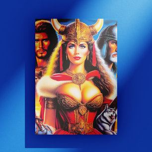 Postal Mujer guerrera vikinga vintage