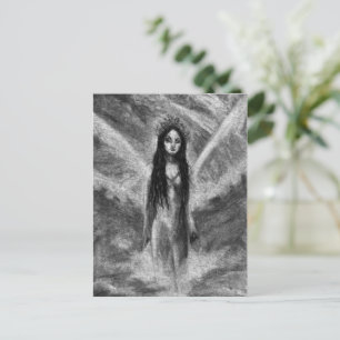 Postal Mujer Hada Ángel Oscuro Luna Arte Original Gótico