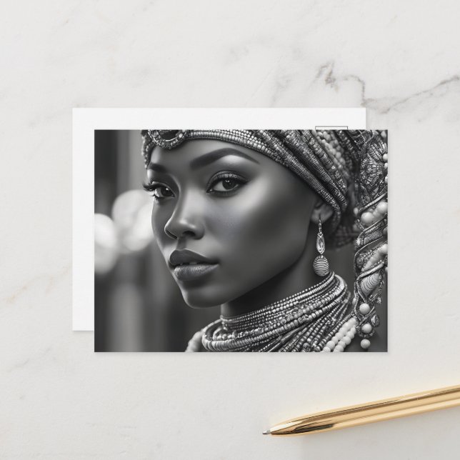 Postal Mujer hermosa africana (Anverso/Reverso In Situ)