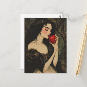 Postal Mujer Hermosa Con una Manzana Roja Cuento de Hadas