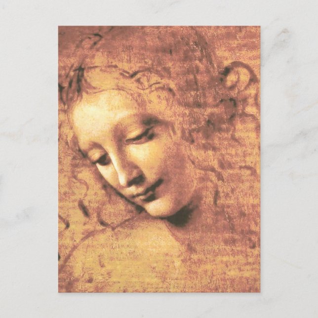 Postal Mujer hermosa de Leonardo da Vinci (Anverso)
