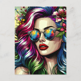 Postal Mujer hermosa en la ciudad