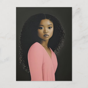 Postal Mujer hermosa vestida de rosa