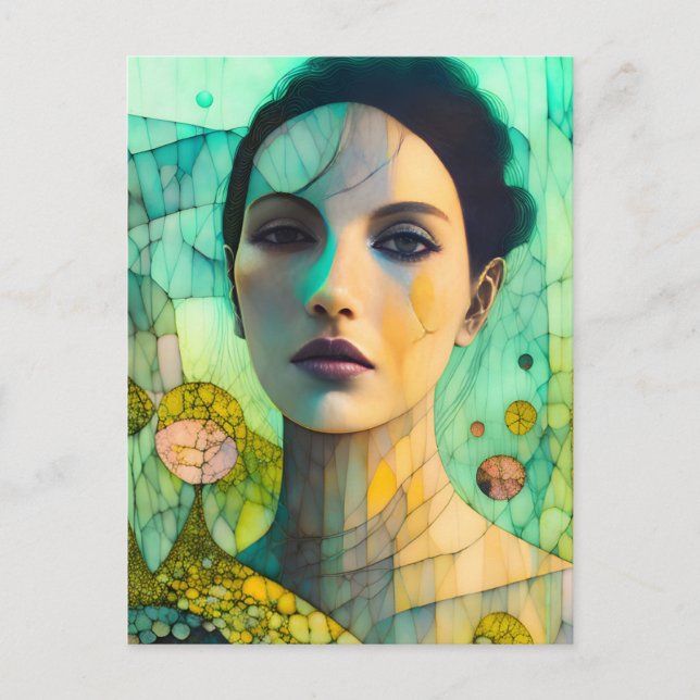 Postal Mujer hermosa y resquebrajada (Anverso)