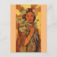 Mujer india por alfons Mucha - Art Nouveau