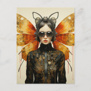 Postal Mujer Insecto Steampunk 