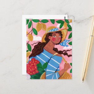 Postal Mujer italiana vacaciones de verano en la playa