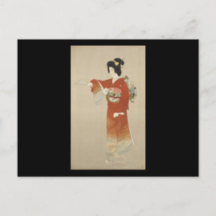 Postal Mujer Japonesa En Kimono