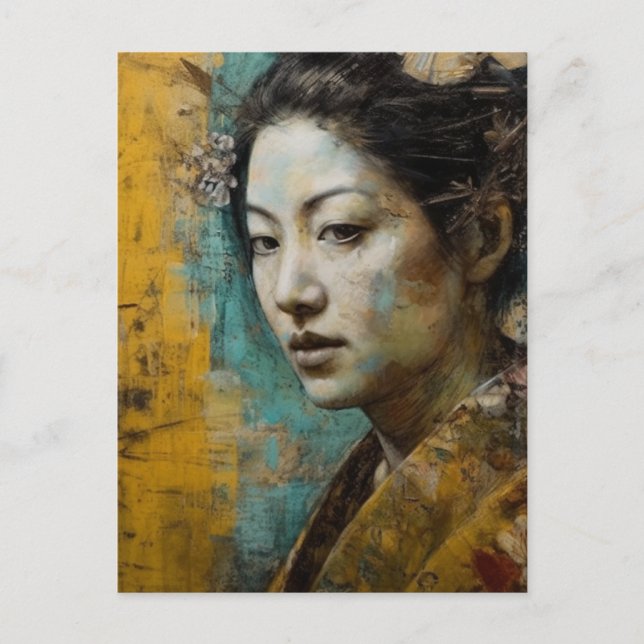 Postal Mujer Japonesa Hermosa (Anverso)