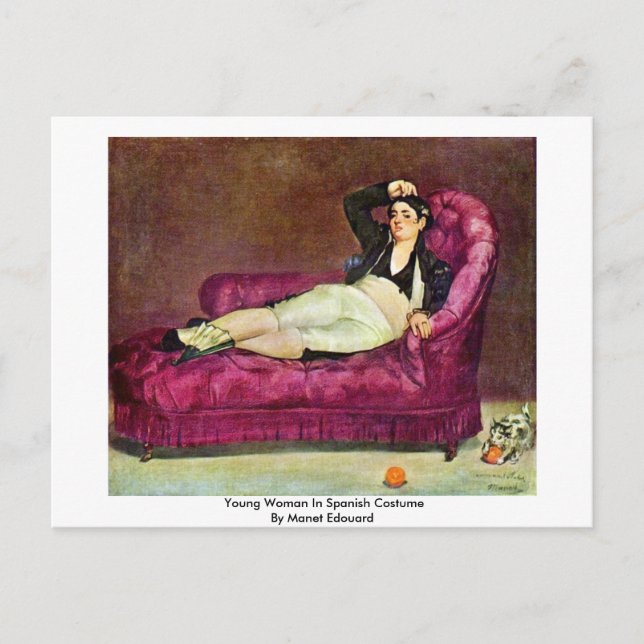 Postal Mujer Joven Con Disfraz Español De Manet Edouard (Anverso)