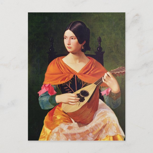 Postal Mujer joven con un mandolín, 1845-47 (Anverso)