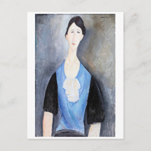 Postal Mujer joven de azul, Modigliani
