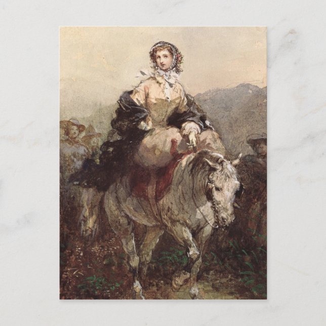 Postal Mujer joven en un caballo (Anverso)
