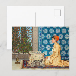 Postal Mujer joven leyendo Osman Hamdi Bey