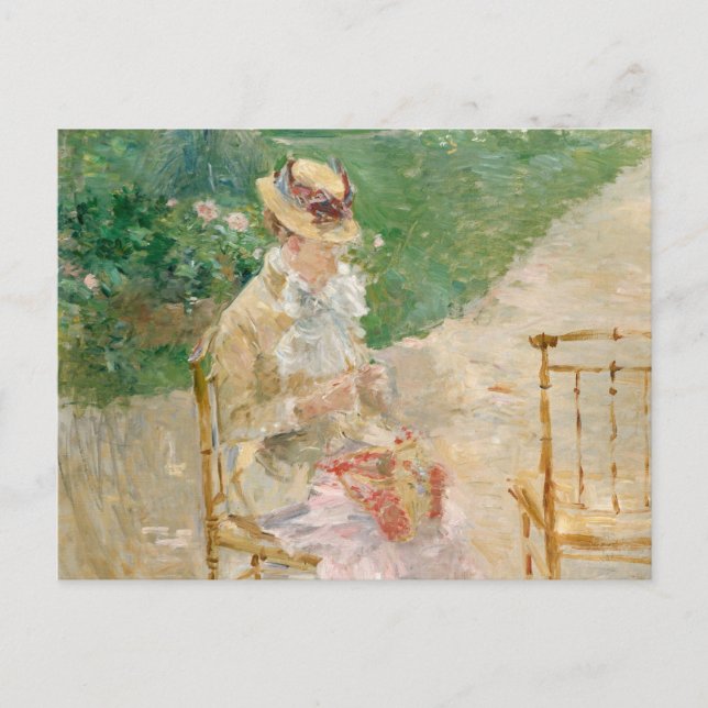 Postal Mujer joven tejiendo | Berthe Morisot (Anverso)