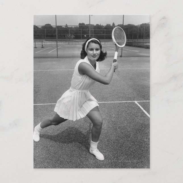 Postal Mujer jugando al tenis (Anverso)