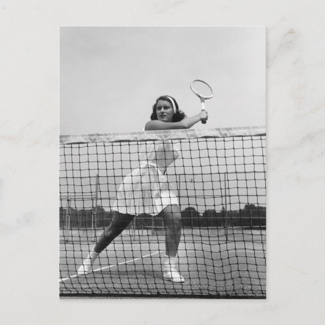 Postal Mujer jugando al tenis (Anverso)