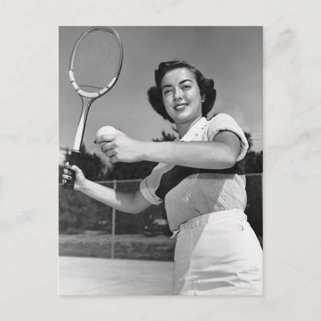 Postal Mujer jugando al tenis 3 (Anverso)