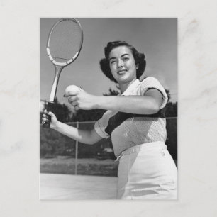 Postal Mujer jugando al tenis 3