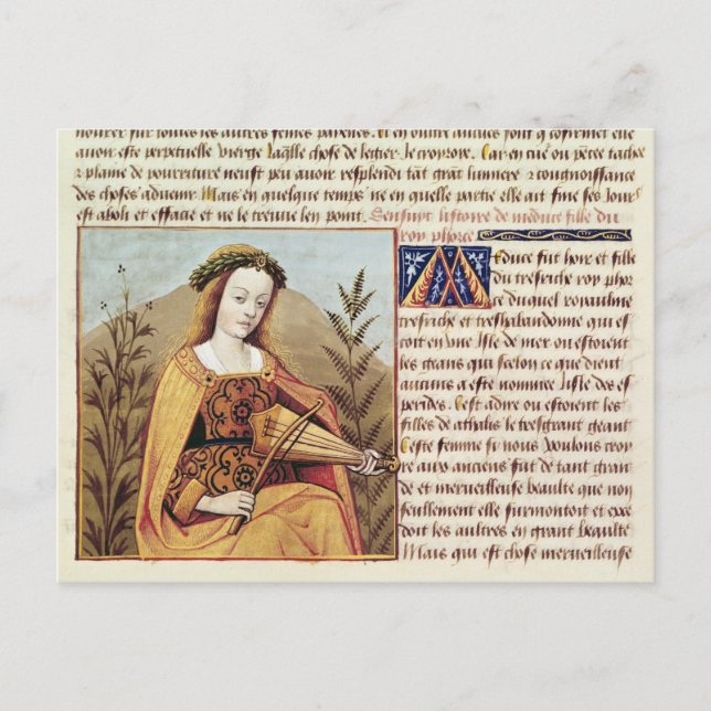 Postal Mujer jugando al villancico (Anverso)