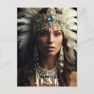 Postal *~ MUJER JUNIO CUMPLEAÑOS PERLAS Boho AP53