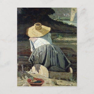 Postal Mujer junto al río, 1860
